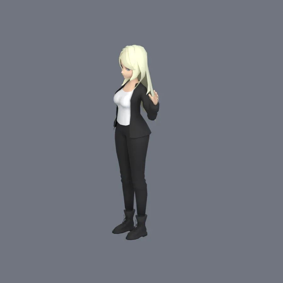 Stylized Anime Girl 06 Rigged, 3D model preview 6