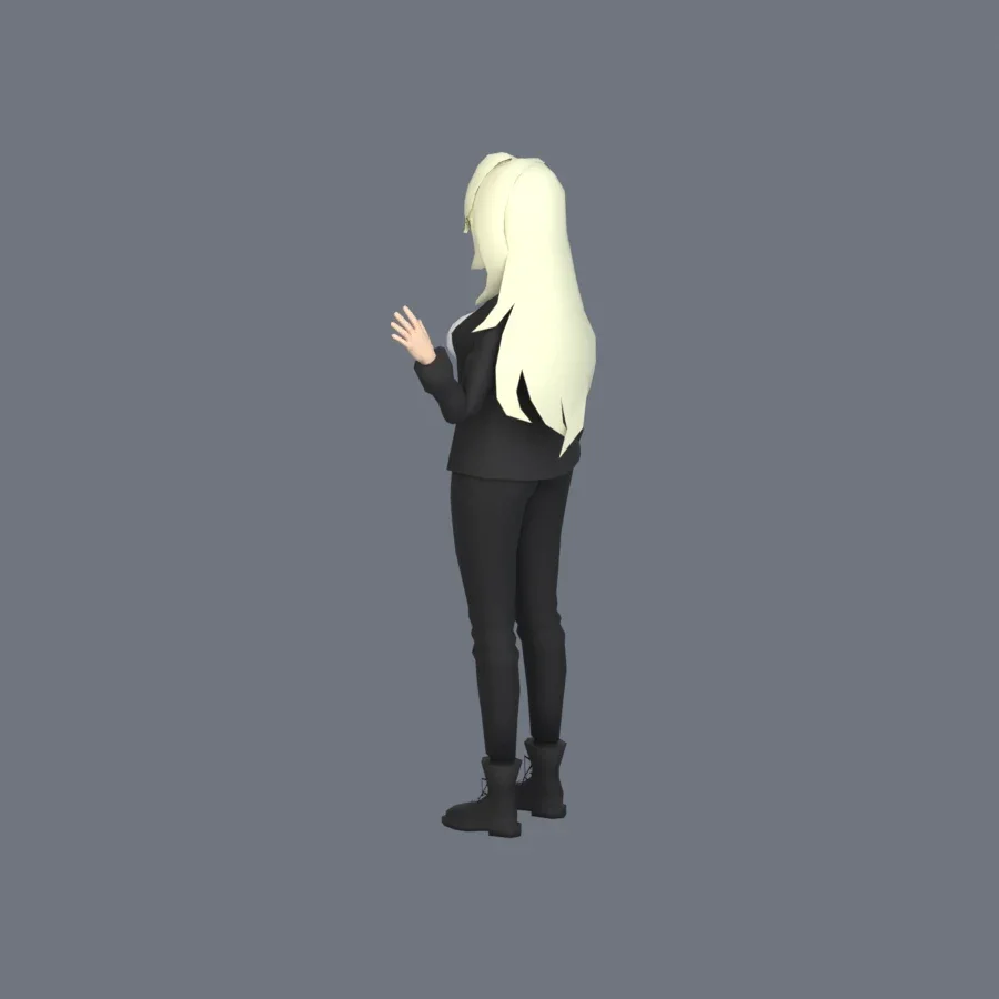 Stylized Anime Girl 06 Rigged, 3D model preview 7