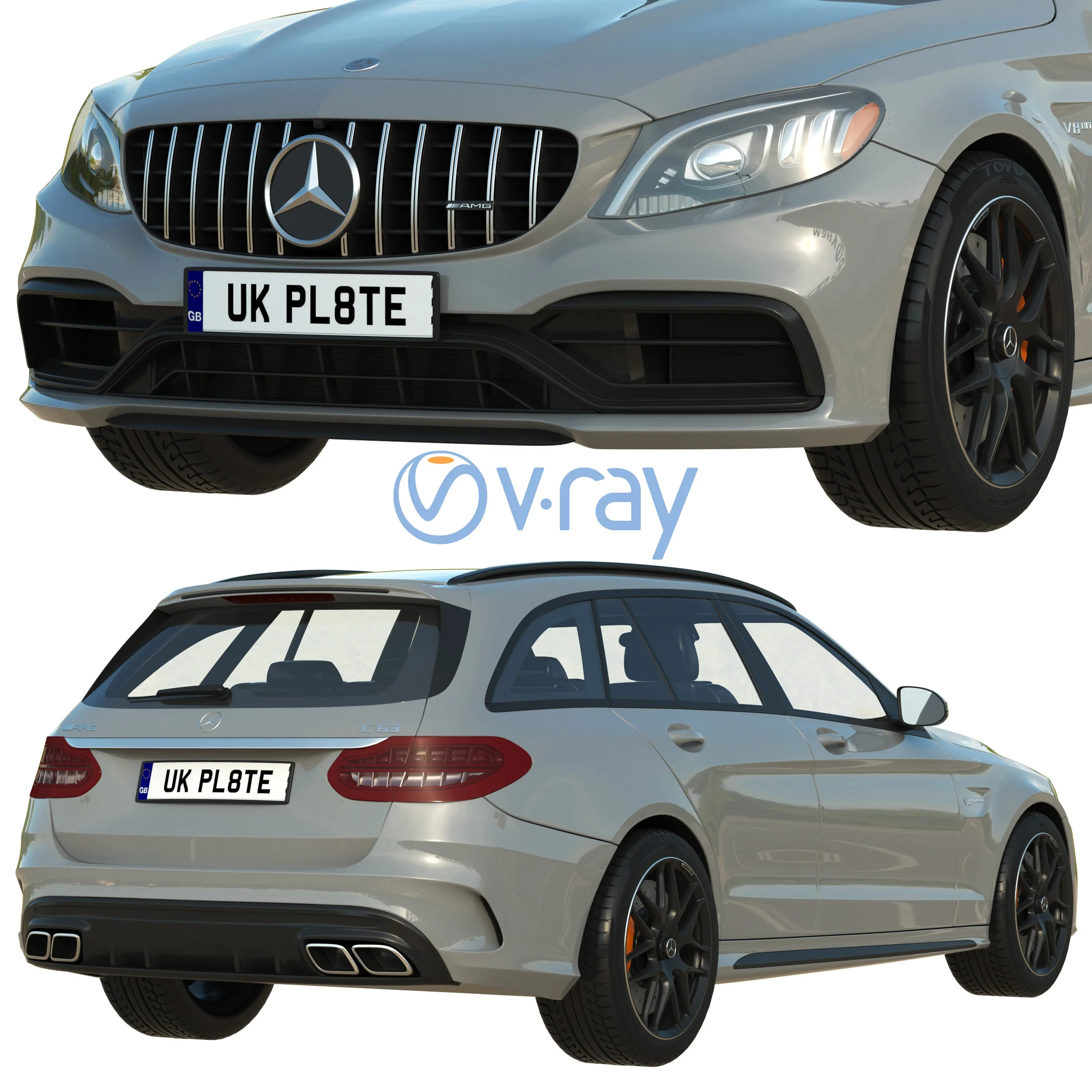 Mercedes Benz C63 Estate, 3D model preview 1