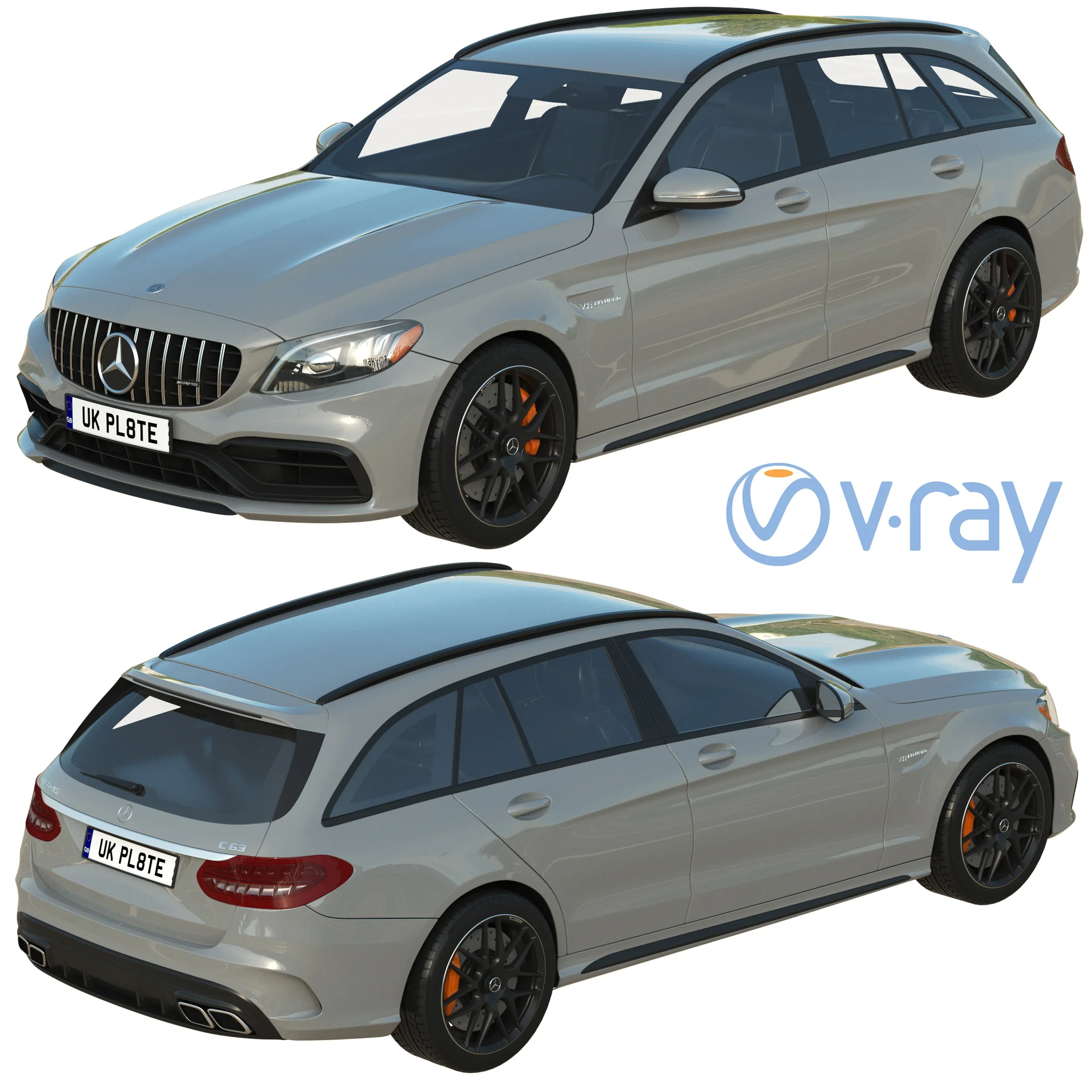 Mercedes Benz C63 Estate, 3D model preview 5