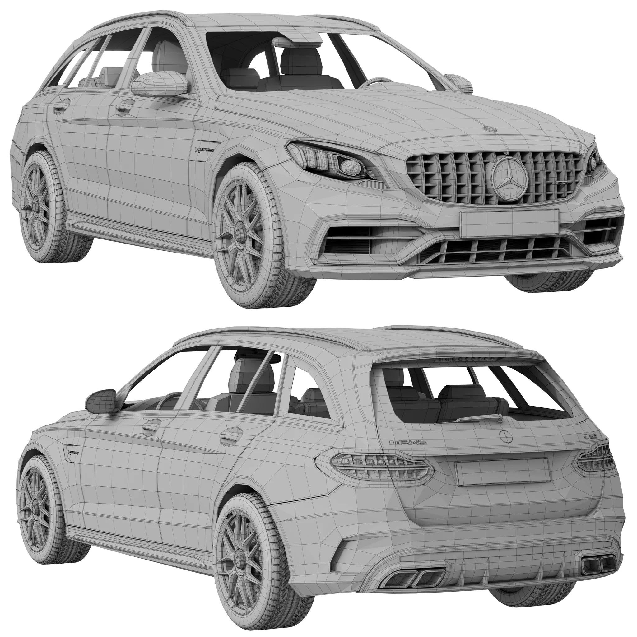 Mercedes Benz C63 Estate, 3D model preview 26