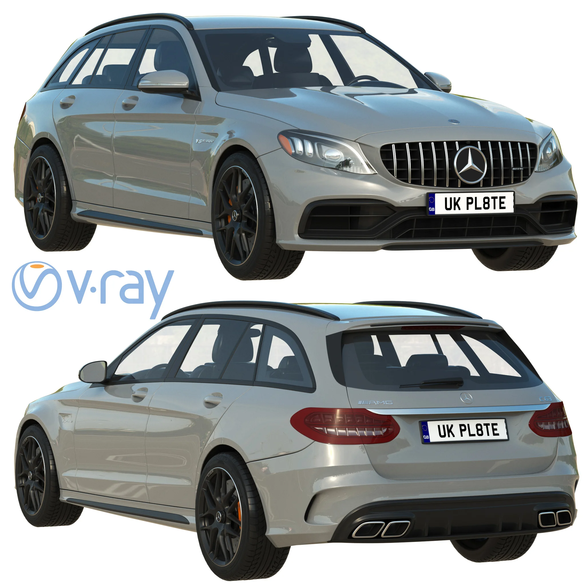 Mercedes Benz C63 Estate, 3D model preview 7