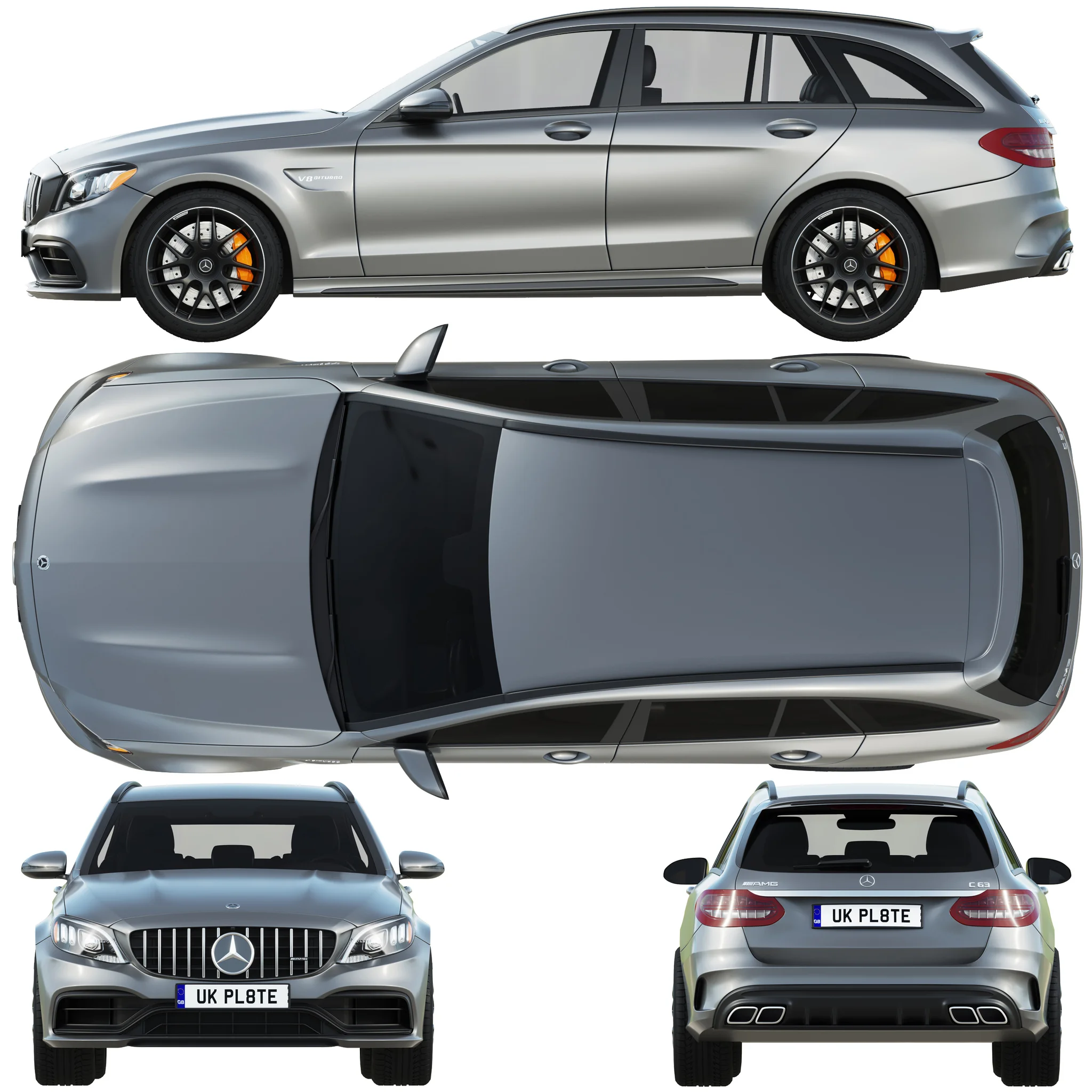 Mercedes Benz C63 Estate, 3D model preview 32