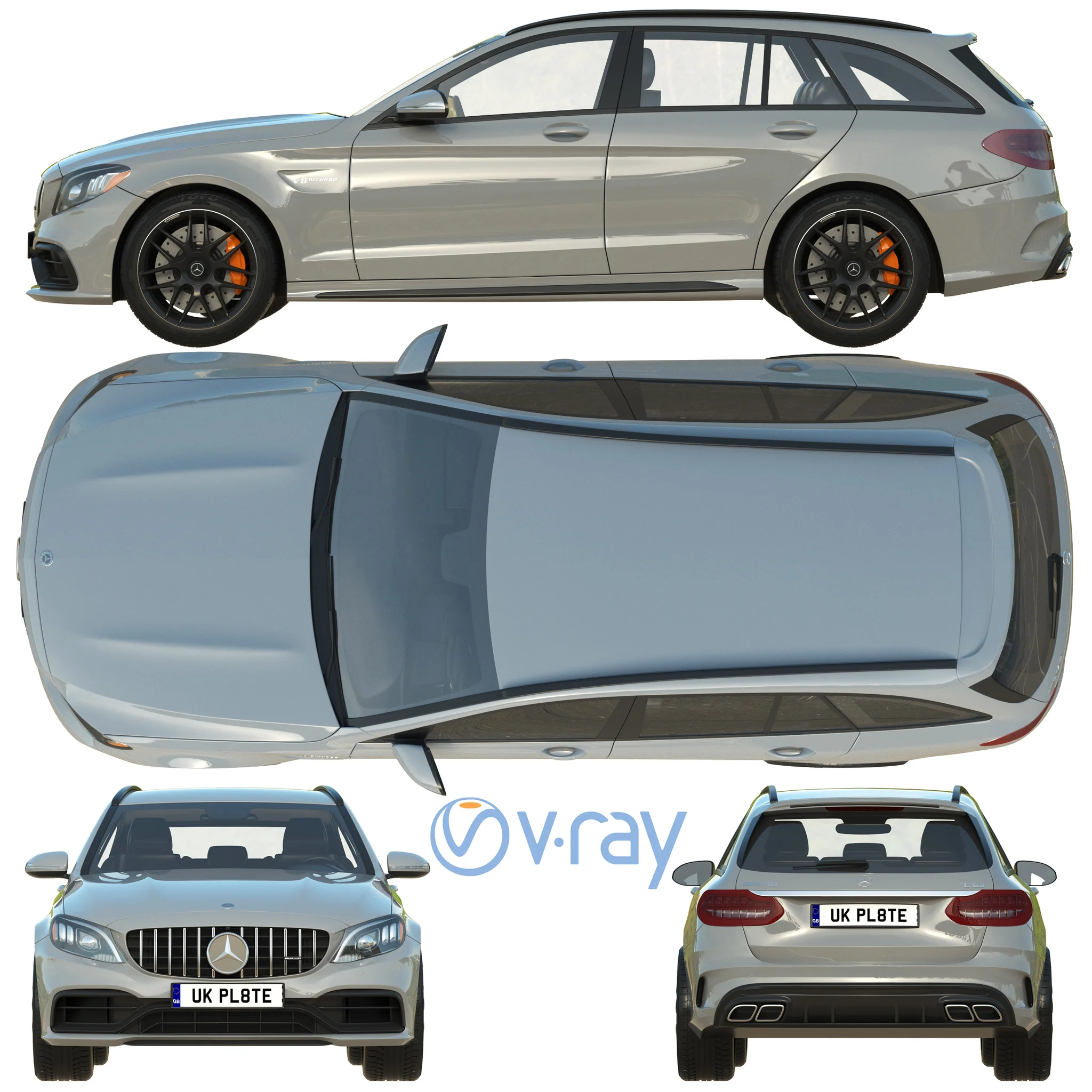 Mercedes Benz C63 Estate, 3D model preview 10