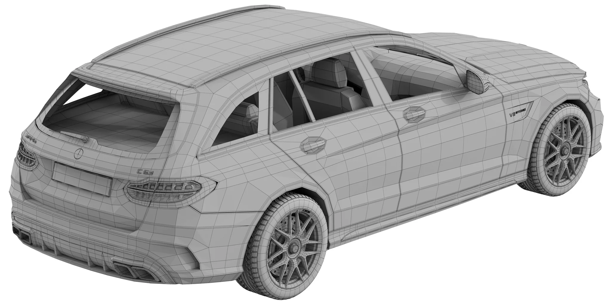 Mercedes Benz C63 Estate, 3D model preview 36