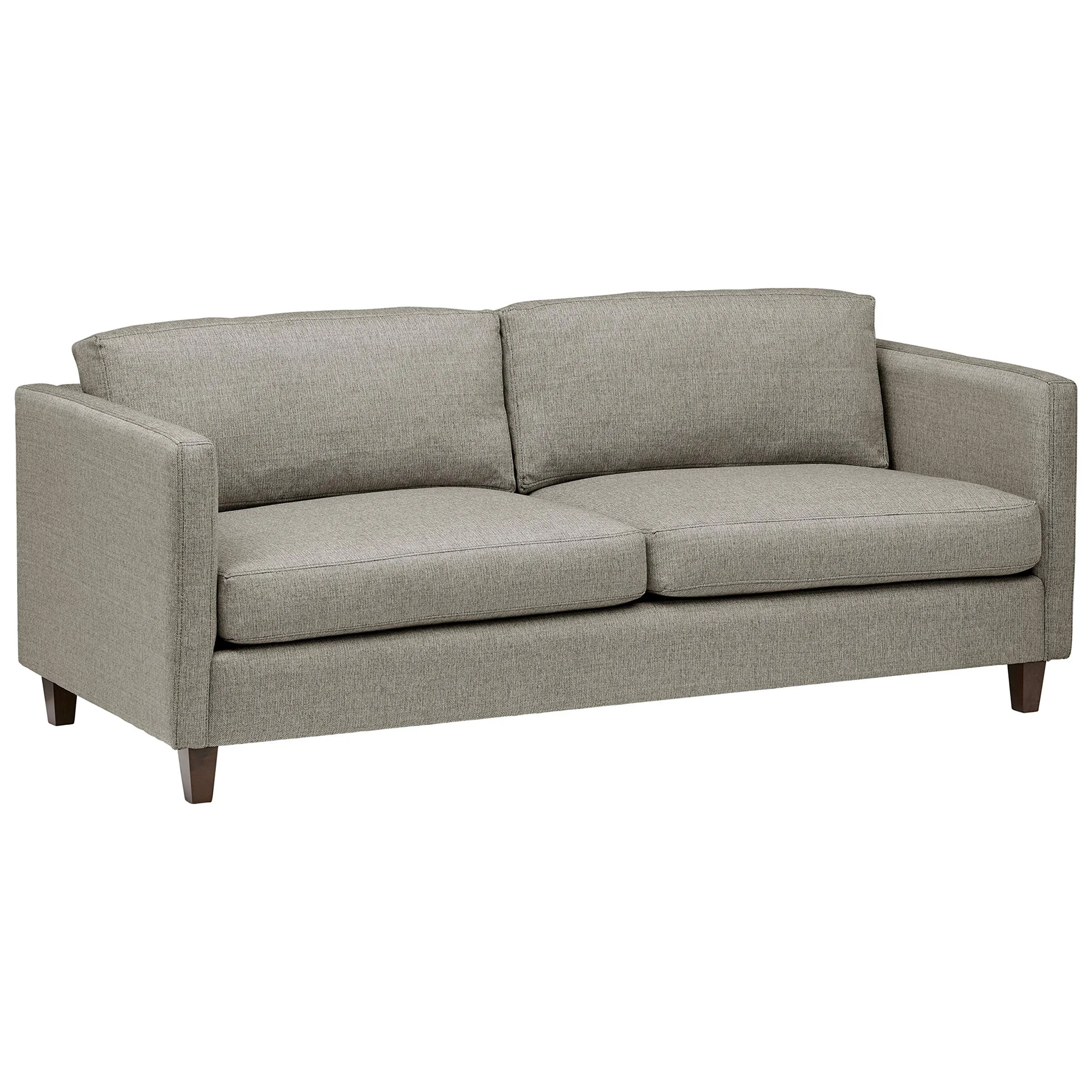 Modern Grey Fabric Two-Seater Sofa with Wood Legs