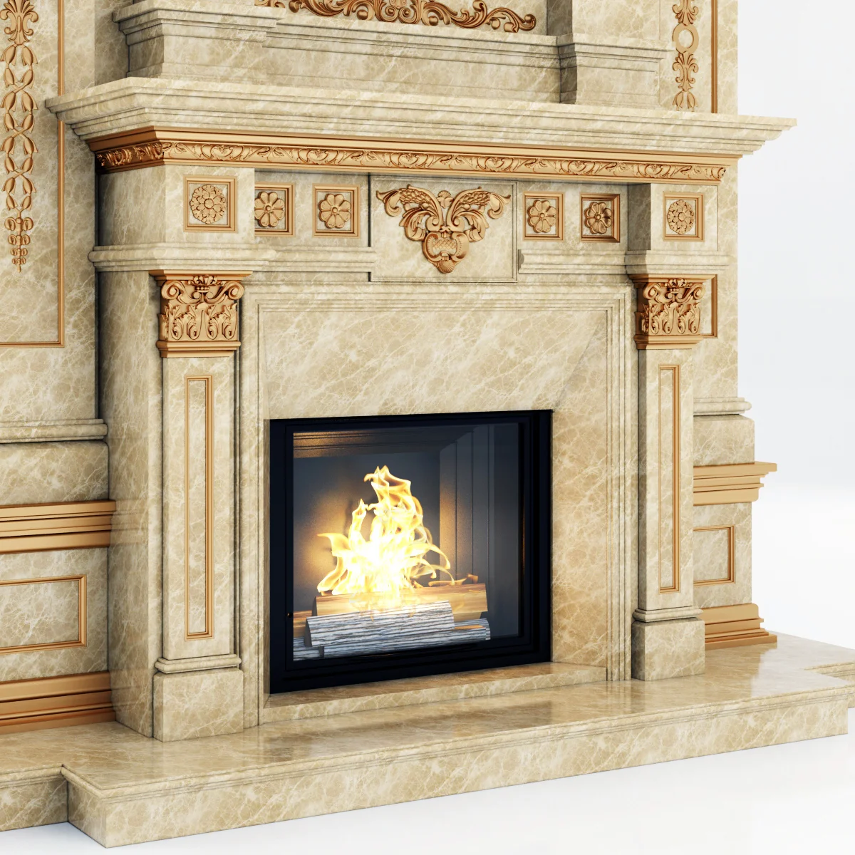 Marble Fireplace 11 — 3D model preview 2