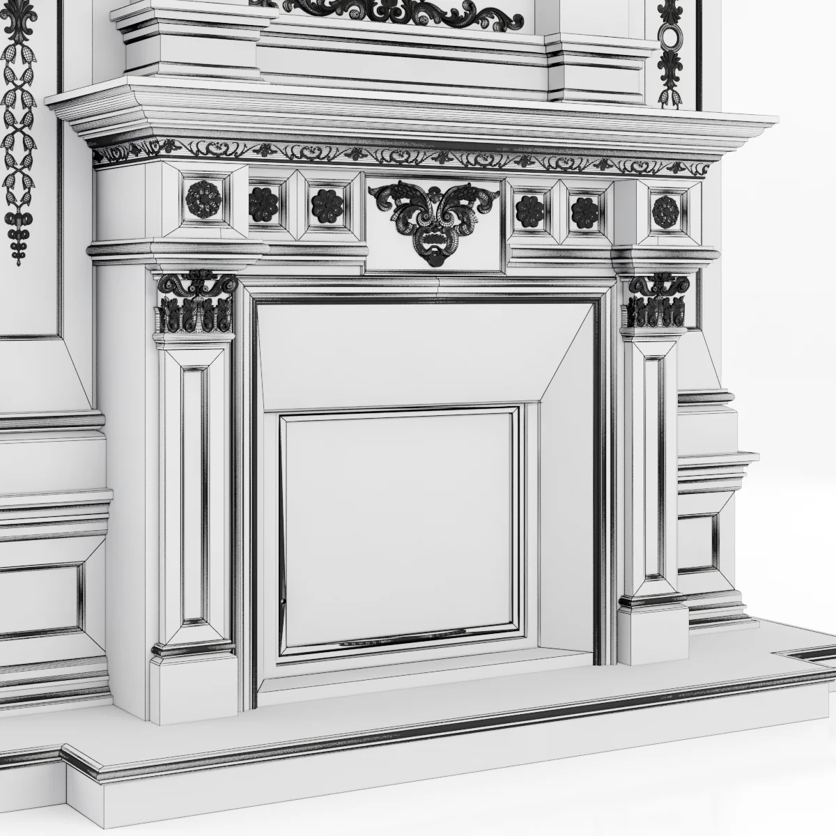 Marble Fireplace 11 — 3D model preview 3