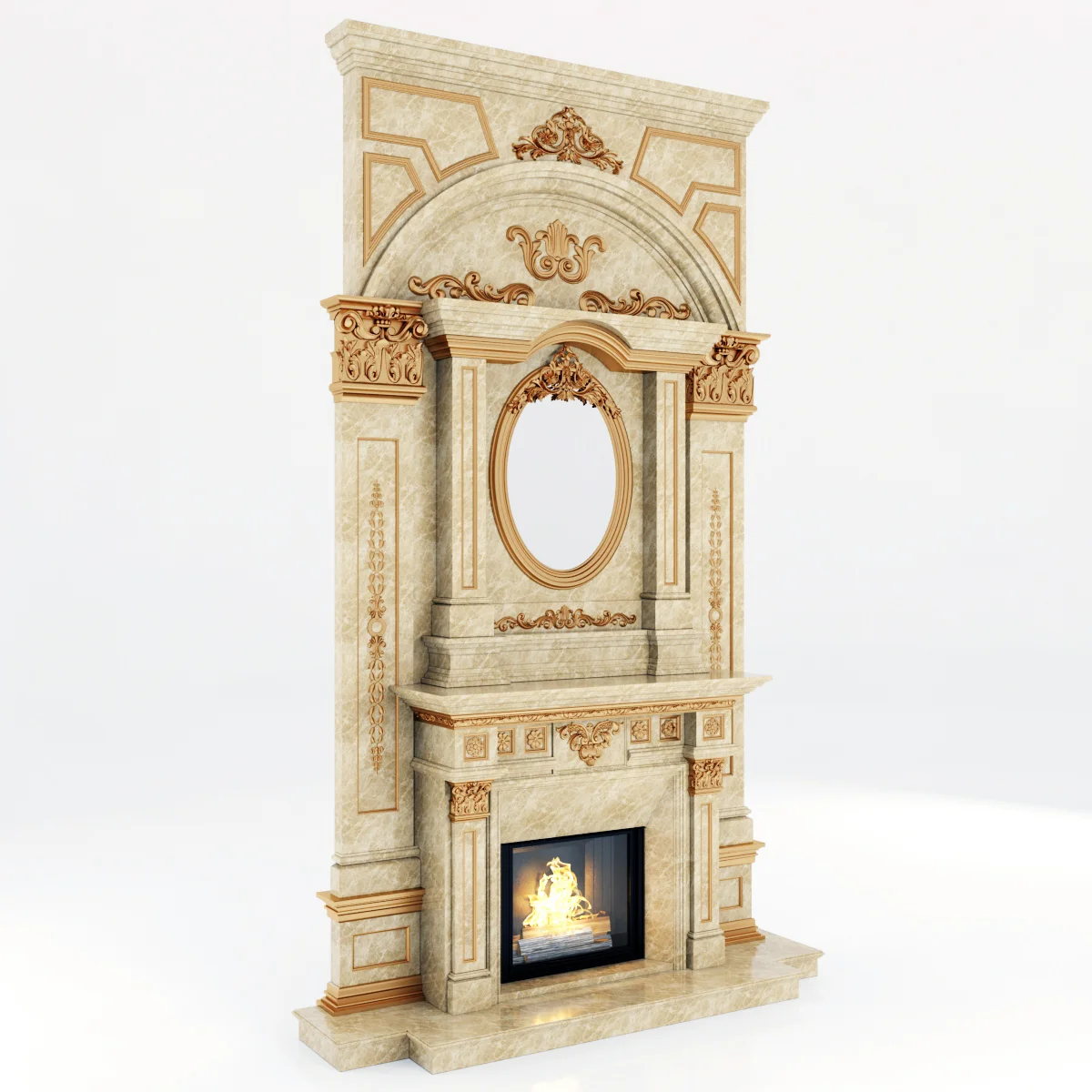 Marble Fireplace 11 — 3D model preview 4