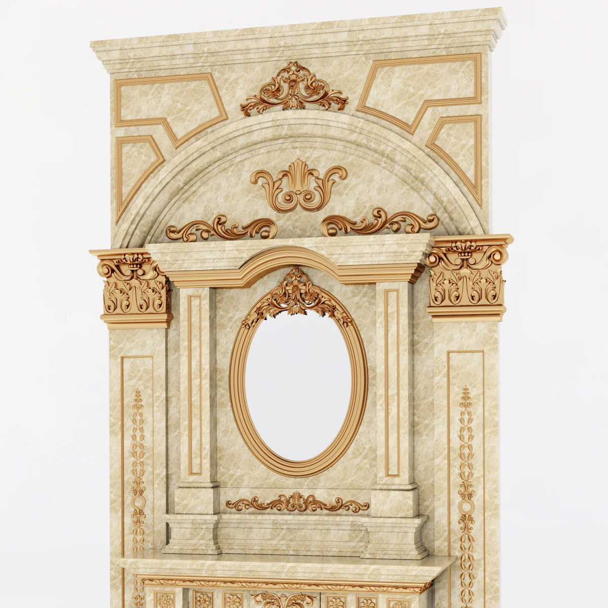 Marble Fireplace 11 — 3D model preview 6