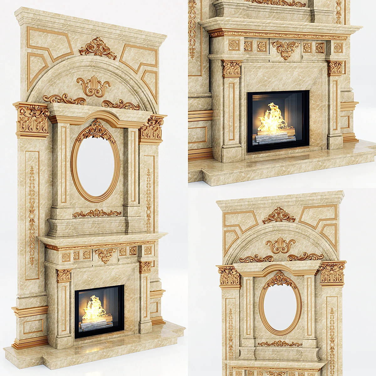 Marble Fireplace 11 — 3D model preview 8