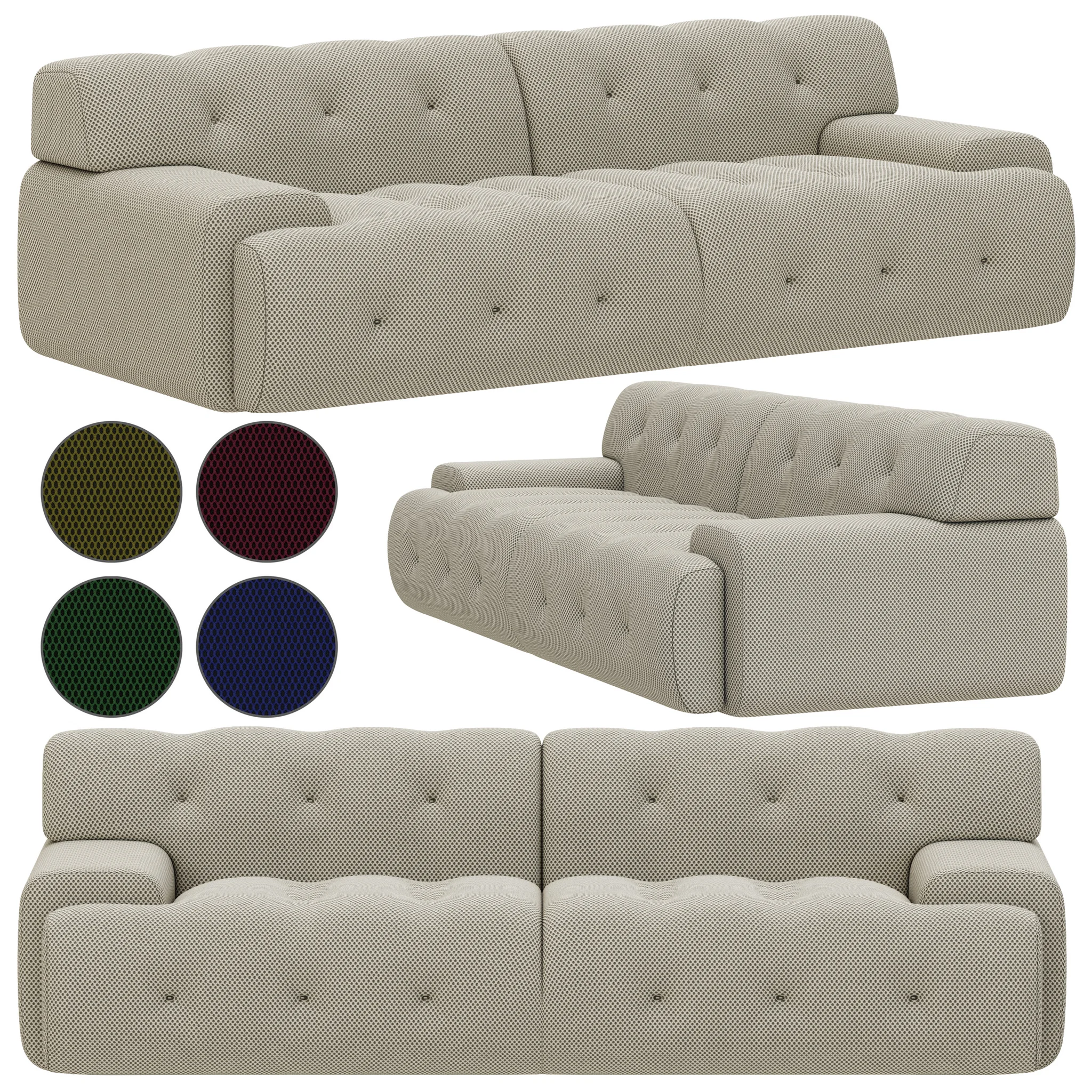 Roche Bobois Blogger Large 3 Seat Sofa — 3D model preview 3