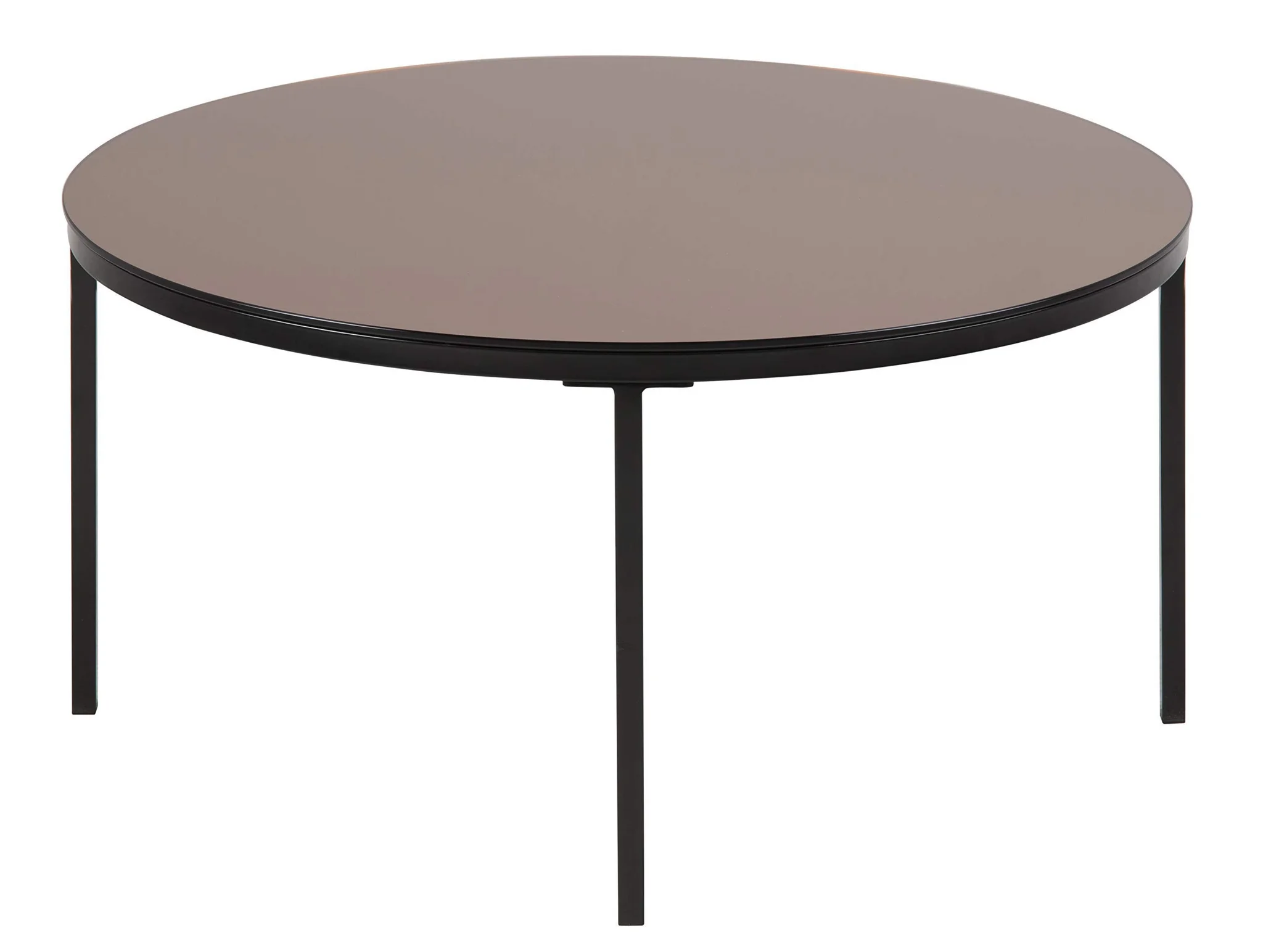 Modern Round Coffee Table with Bronze Mirror Glass Top