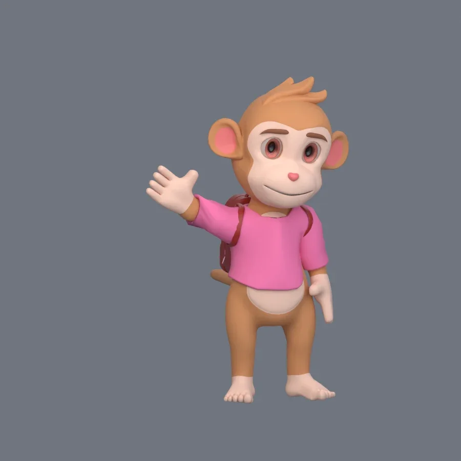 Illustration Monkey Rigged, 3D model preview 1