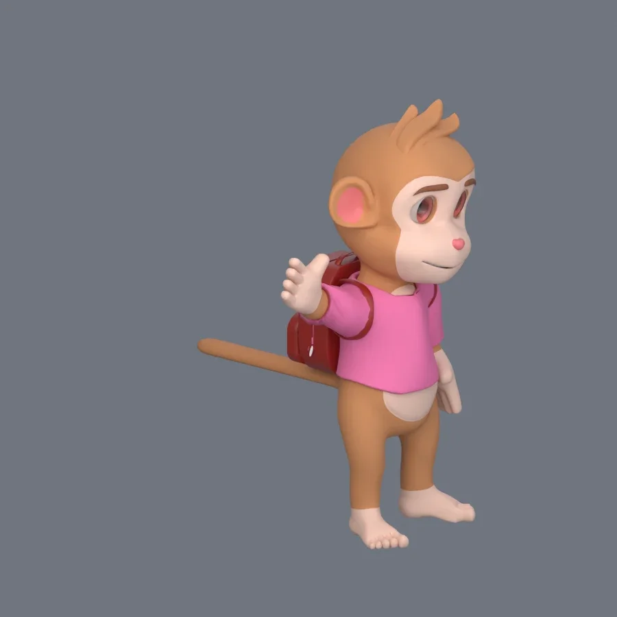 Illustration Monkey Rigged, 3D model preview 2