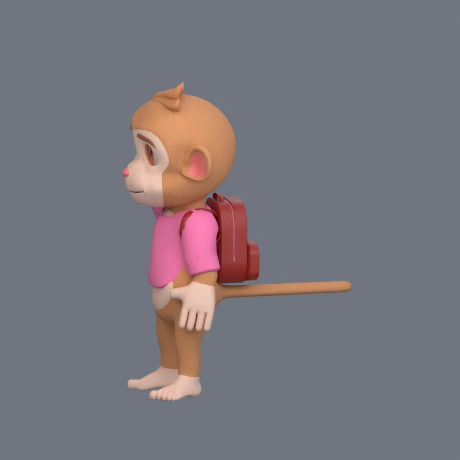 Illustration Monkey Rigged, 3D model preview 3