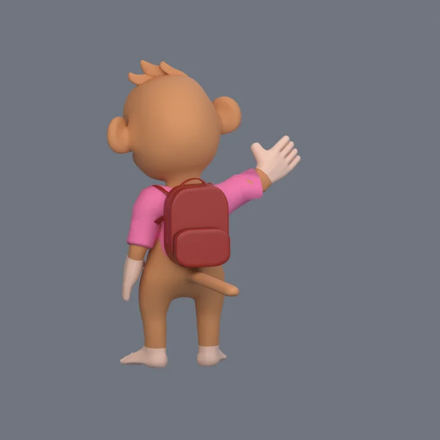 Illustration Monkey Rigged, 3D model preview 4