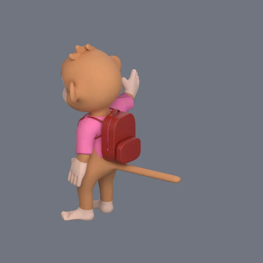 Illustration Monkey Rigged, 3D model preview 6