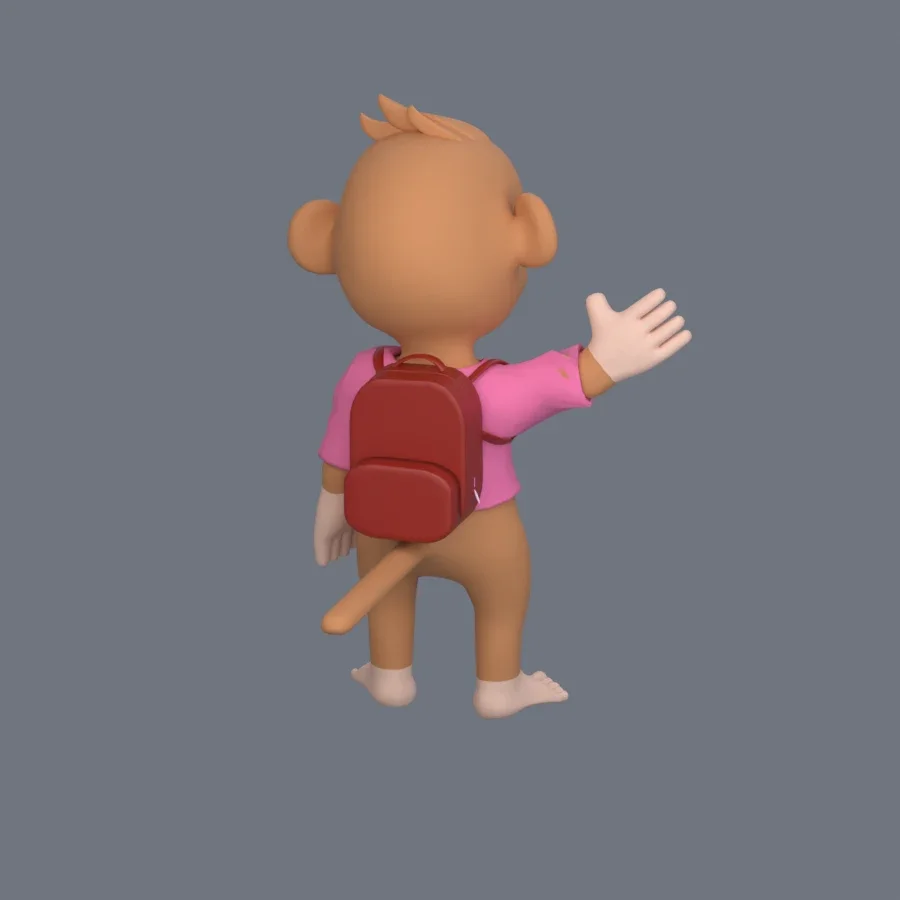 Illustration Monkey Rigged, 3D model preview 7