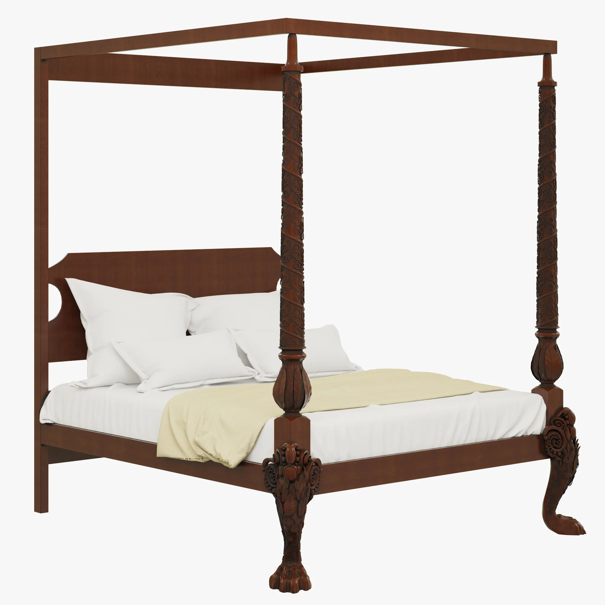 Irish Mahogany Four Poster Tester Bed Circa 1760 — 3D model preview 1