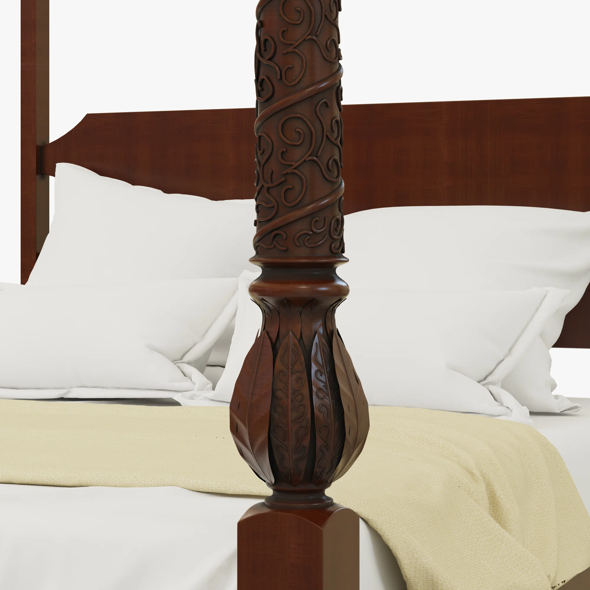 Irish Mahogany Four Poster Tester Bed Circa 1760 — 3D model preview 2