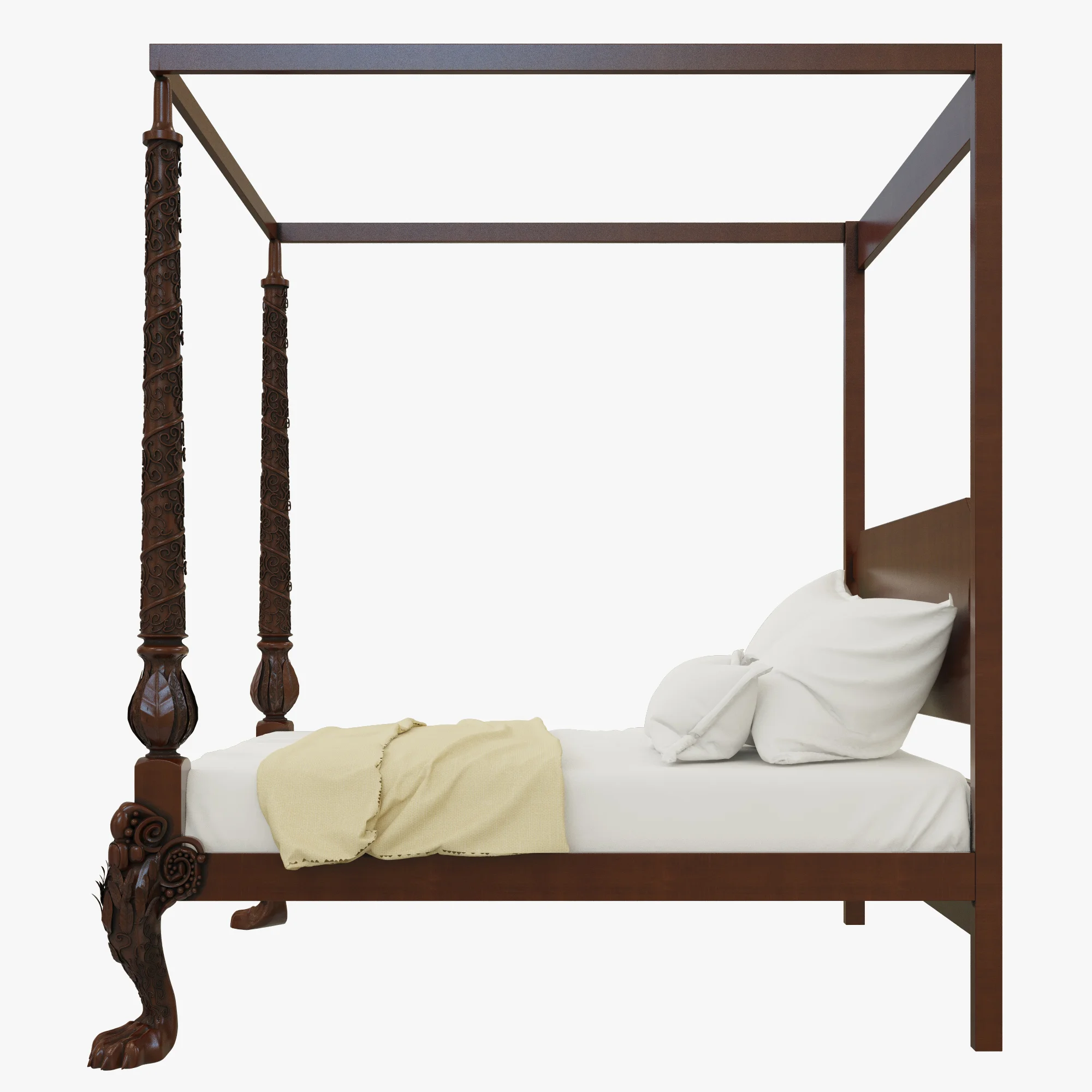 Irish Mahogany Four Poster Tester Bed Circa 1760 — 3D model preview 5
