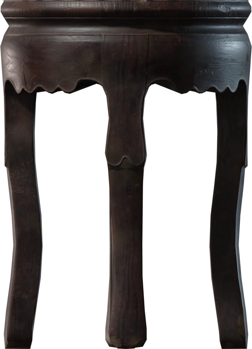 Antique Chinese Wooden Stool with Carved Top, 3D model preview 3
