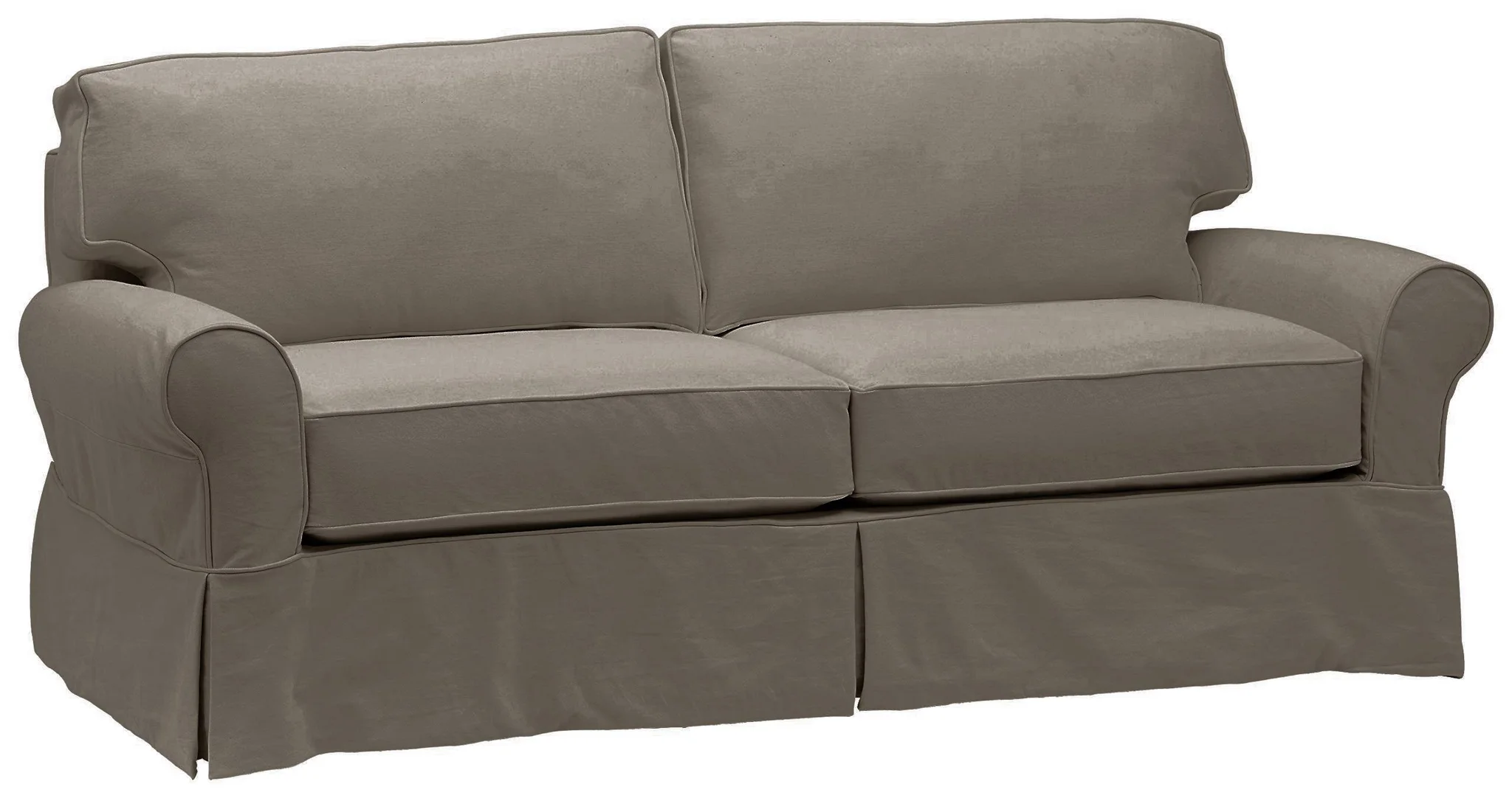 Slipcovered Sleeper Sofa with Rolled Arms – Pewter Gray