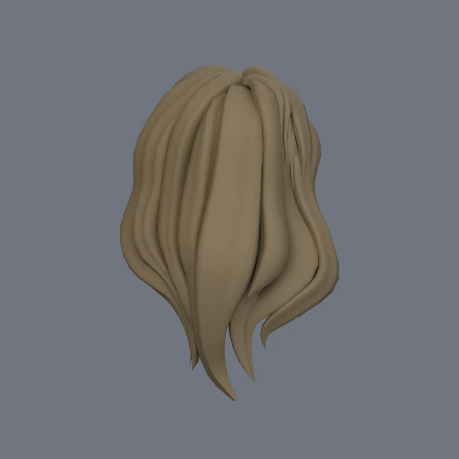 Girl Hairstyle 05, 3D model preview 4