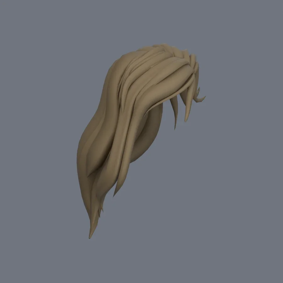 Girl Hairstyle 05, 3D model preview 5
