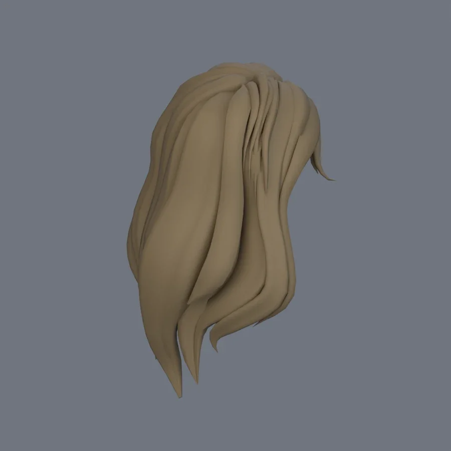 Girl Hairstyle 05, 3D model preview 7