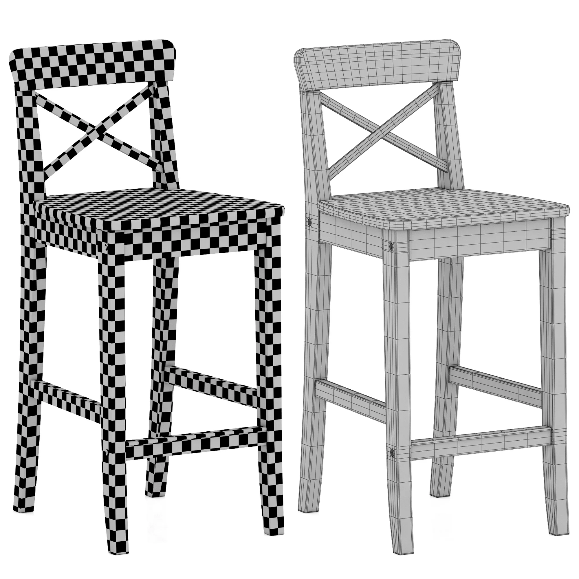 Ikea INGOLF Bar Stool, 3D model preview 10