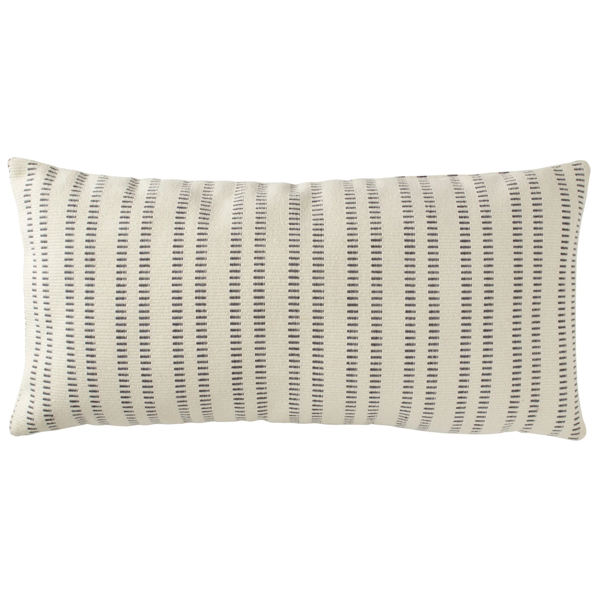 Ivory & Grey Striped Lumbar Throw Pillow