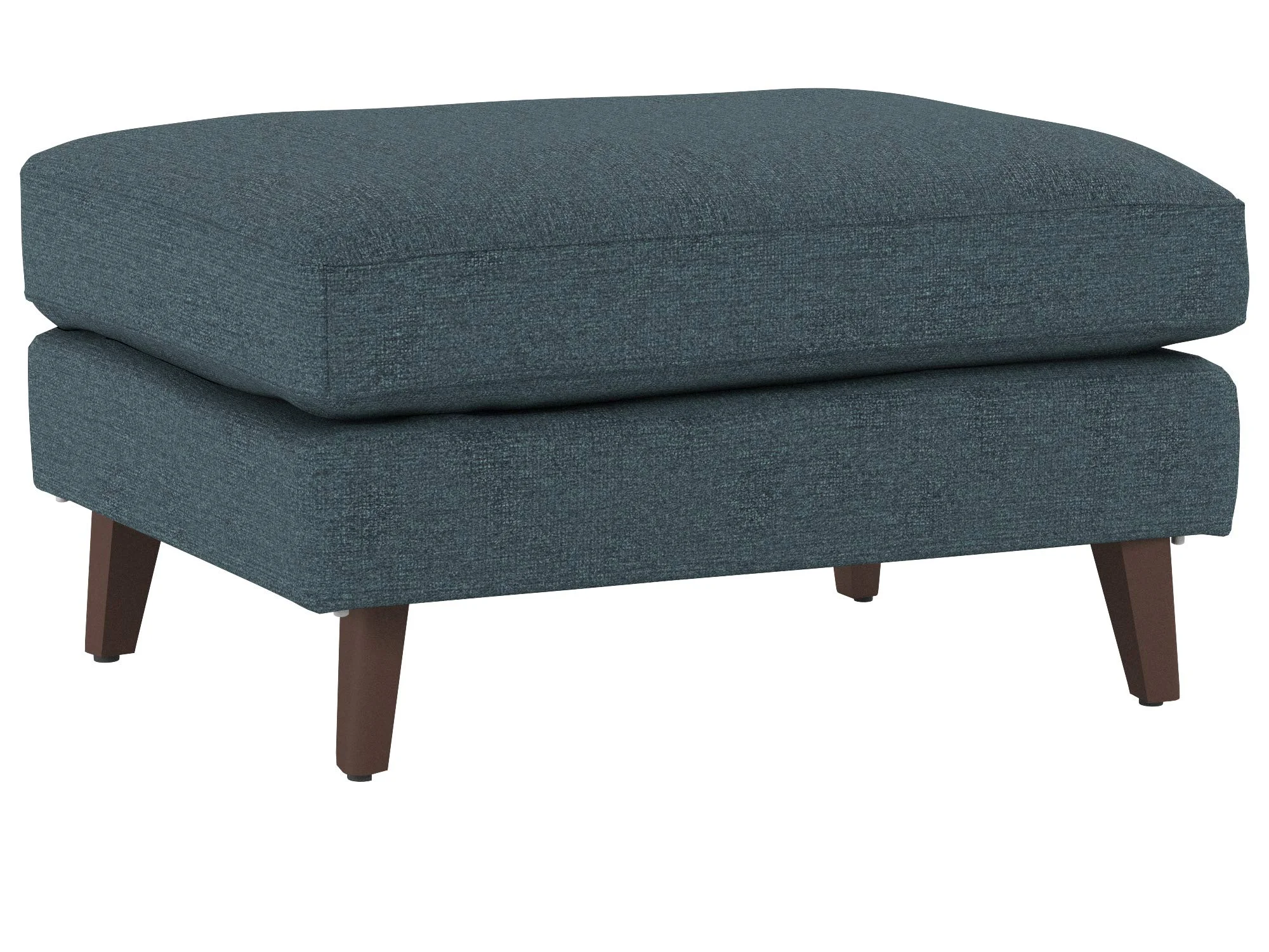 Mid-Century Modern Upholstered Ottoman with Tapered Wood Legs
