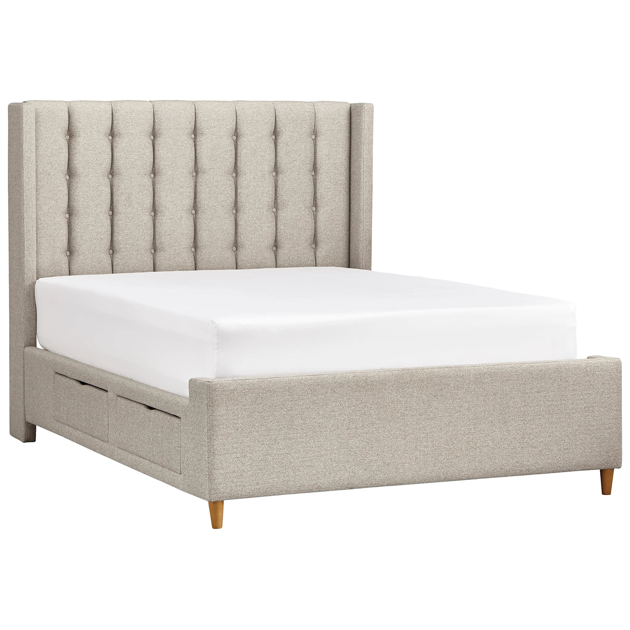 Upholstered Queen Storage Bed with Tufted Wingback Headboard
