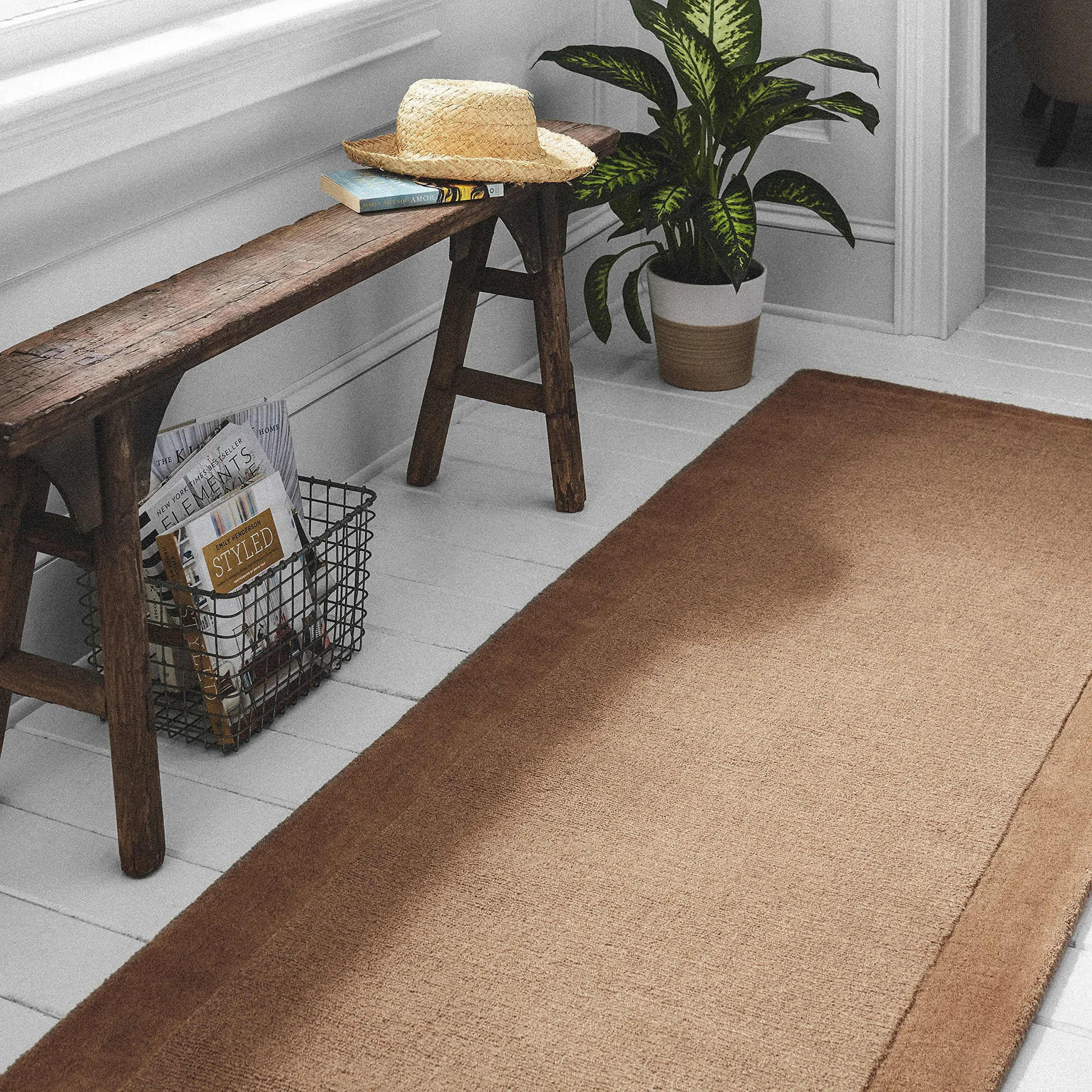 Taupe Tone-on-Tone Wool Runner Rug – Contemporary Hand-Loomed