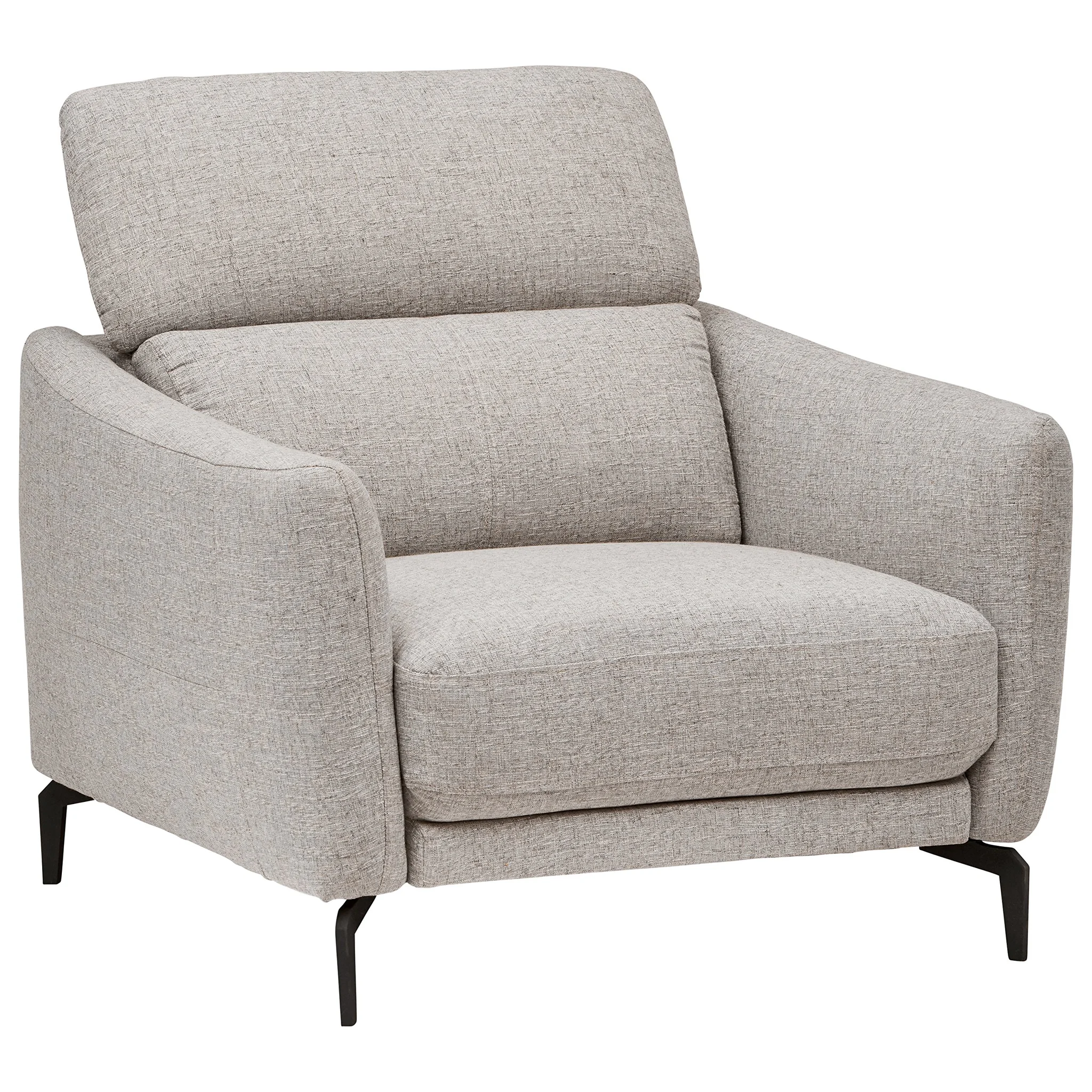 Mid-Century Modern Accent Chair with Adjustable Headrest – Light Grey Fabric