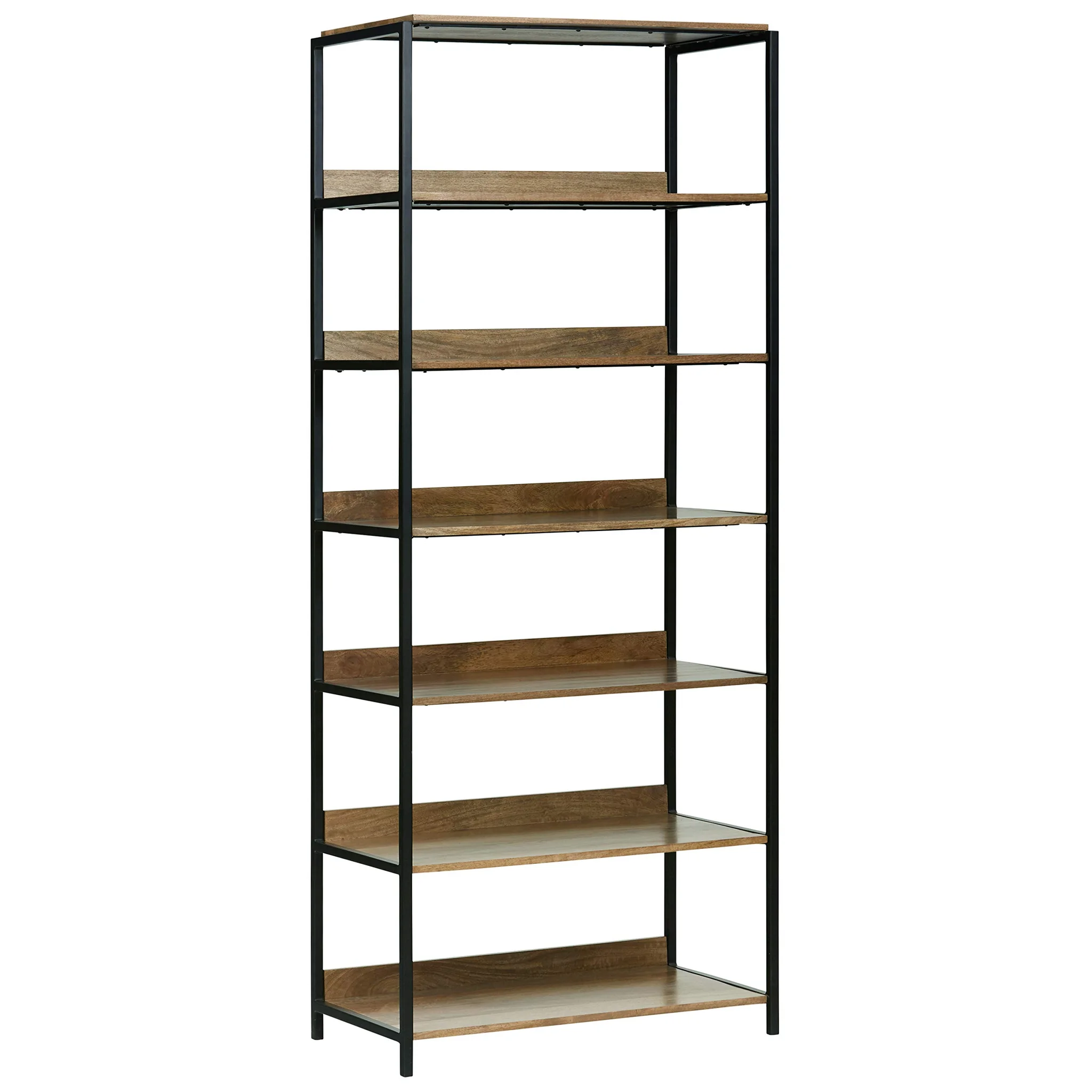 Industrial Mango Wood Bookcase with Black Metal Frame