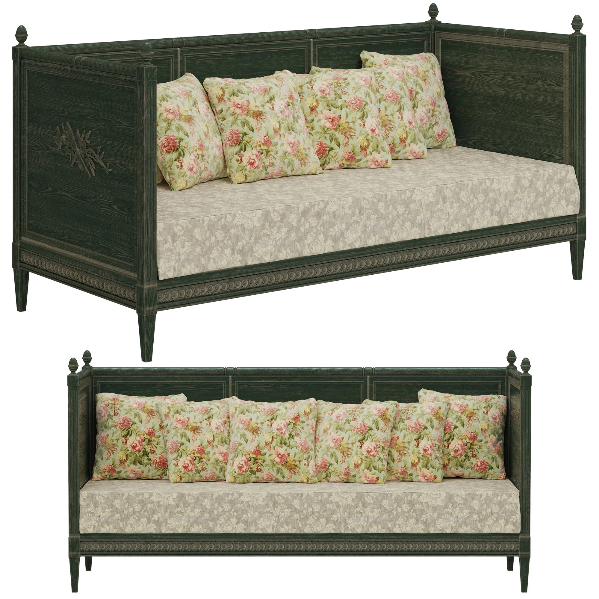 Salda Arredamenti Divano Letto Luigi XVI 8510 — 3D model preview 2