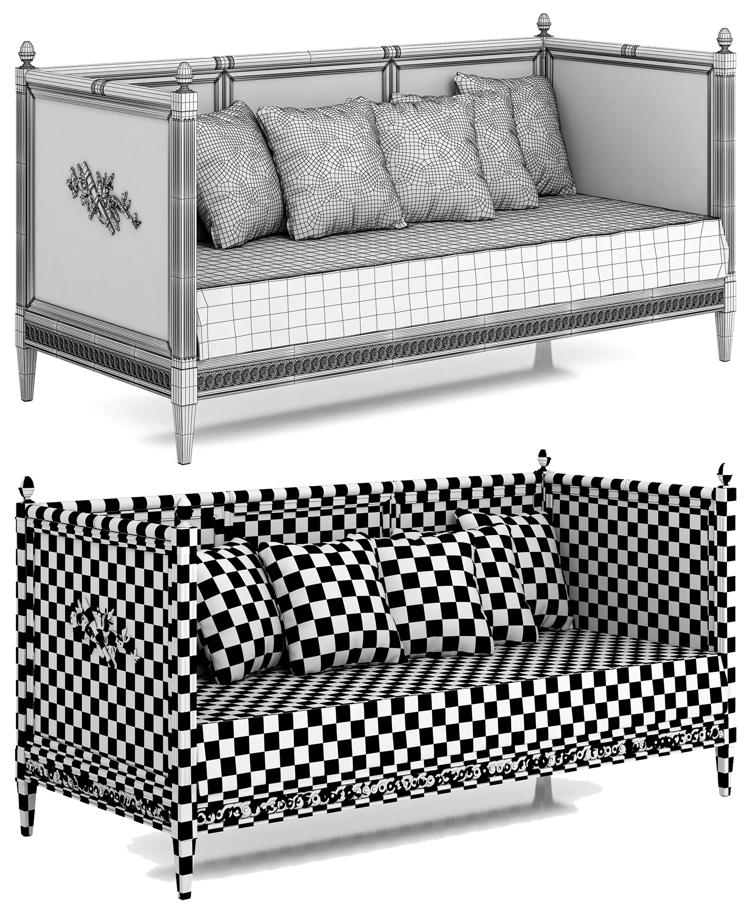 Salda Arredamenti Divano Letto Luigi XVI 8510 — 3D model preview 9