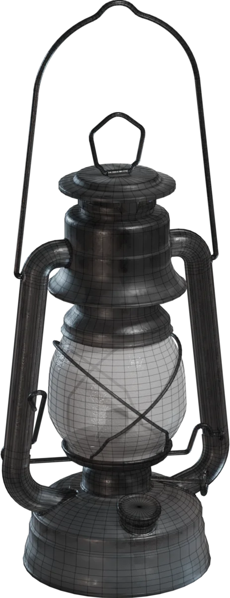 Antique Kerosene Oil Lantern, 3D model preview 1