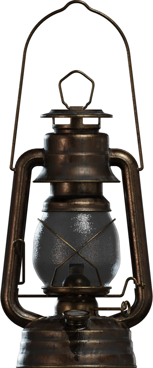 Antique Kerosene Oil Lantern, 3D model preview 2