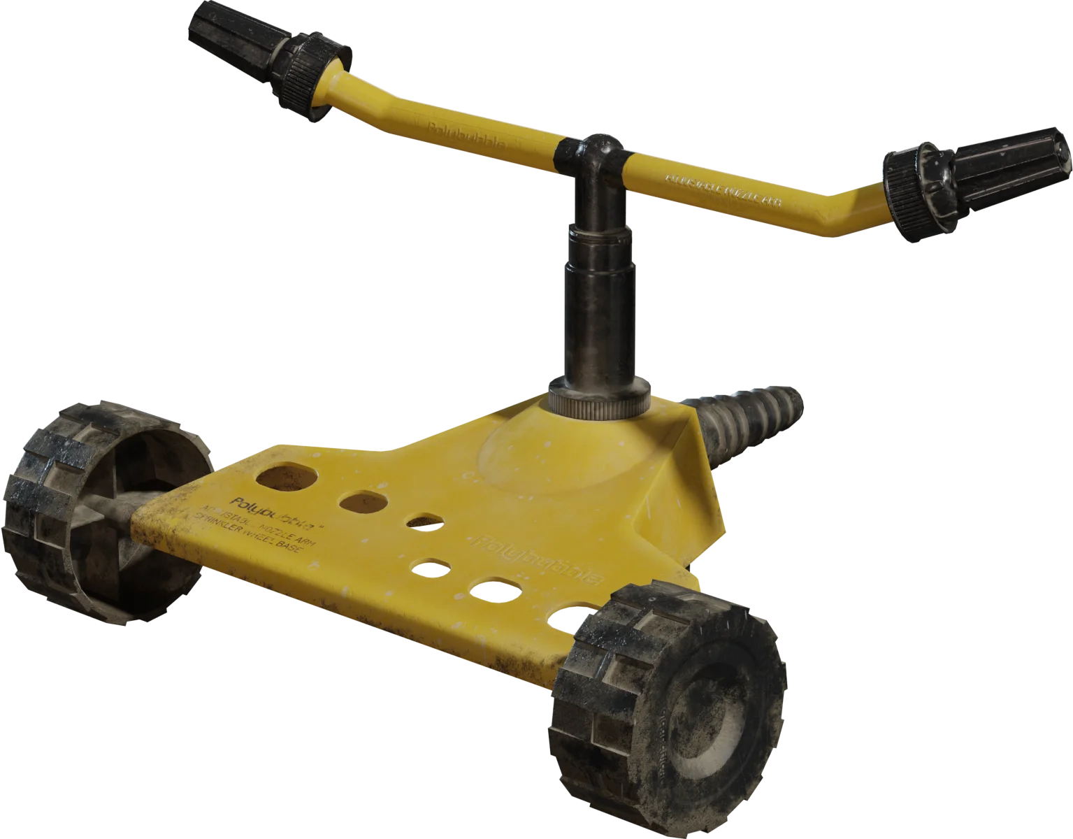 Yellow Lawn Sprinkler with Wheel Base