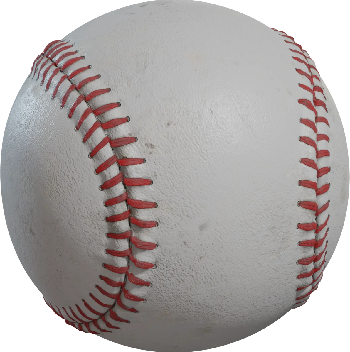 Realistic Worn Baseball with Red Stitching