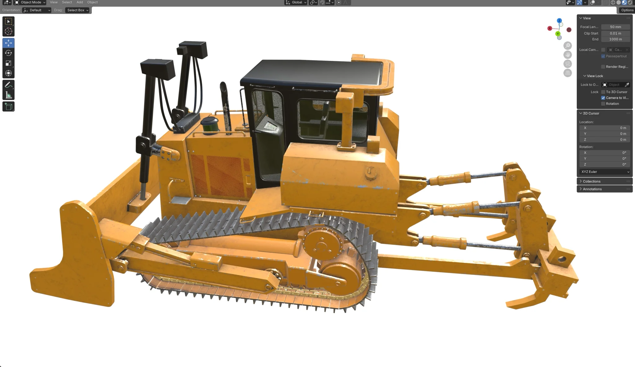 Dozer D7R Industrial Vehicle, 3D model preview 1