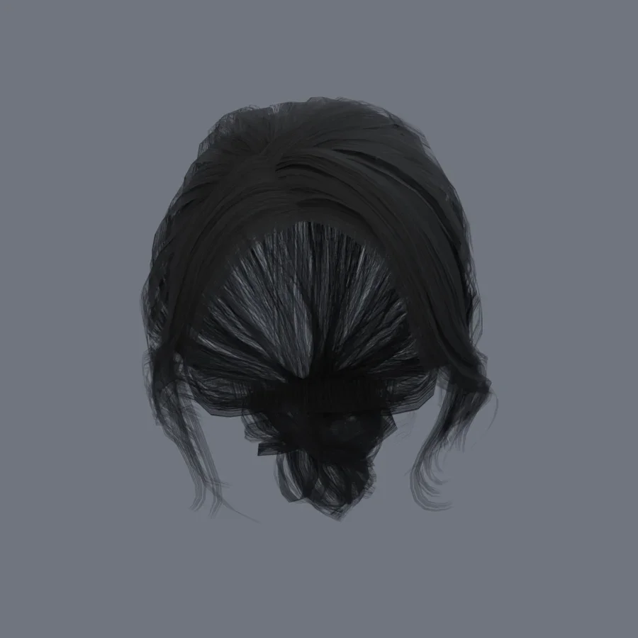 Korean Girl Hair 04, 3D model preview 1