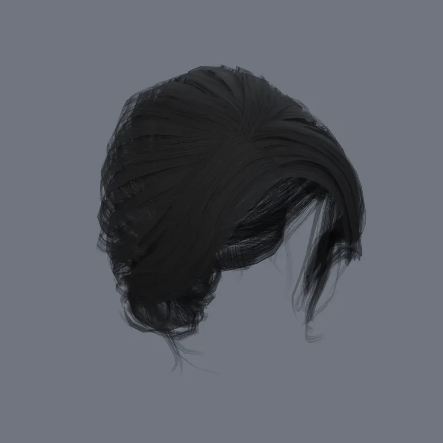 Korean Girl Hair 04, 3D model preview 2