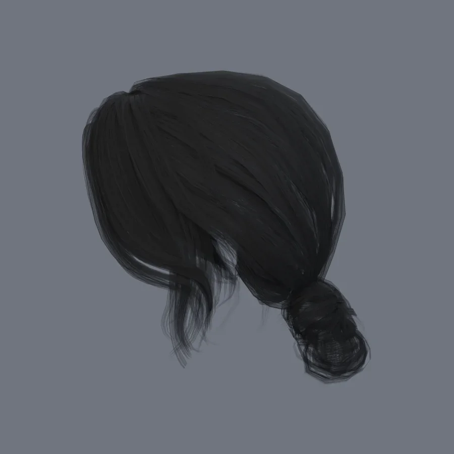 Korean Girl Hair 04, 3D model preview 3
