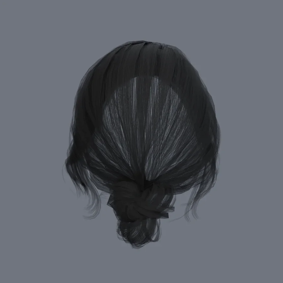 Korean Girl Hair 04, 3D model preview 4