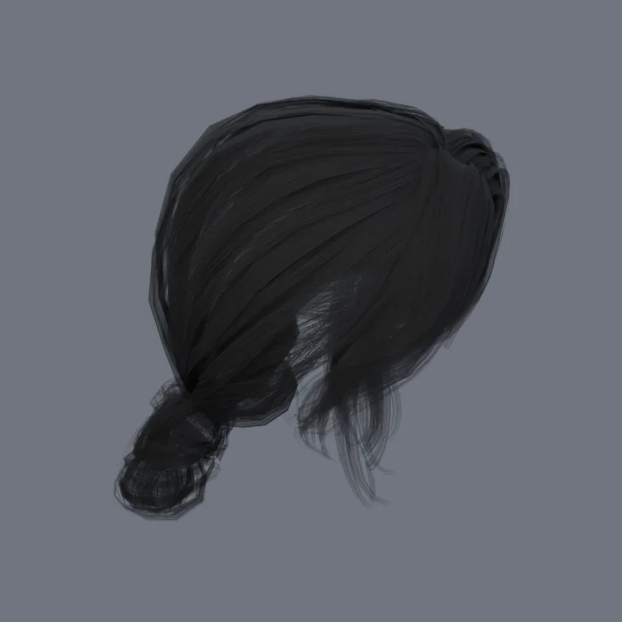 Korean Girl Hair 04, 3D model preview 5